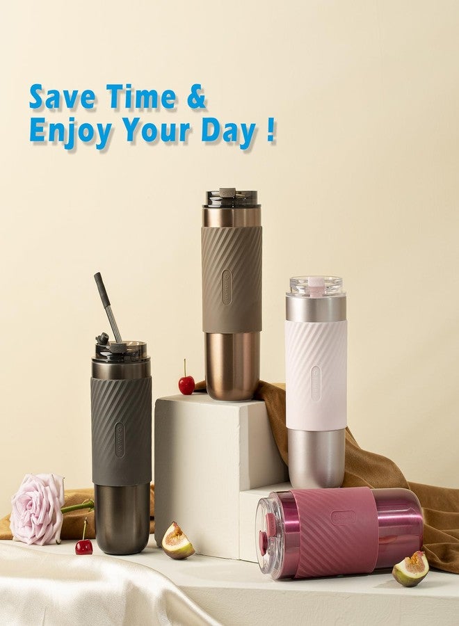 daasigwaa Vacuum-Insulated Stainless Steel Travel Mug with Leak-Proof Lid, Infuser And Straw, Reusable Iced Coffee Cup, Hot Coffee Travel Tumbler, 17.5 oz(Black) - Image 2